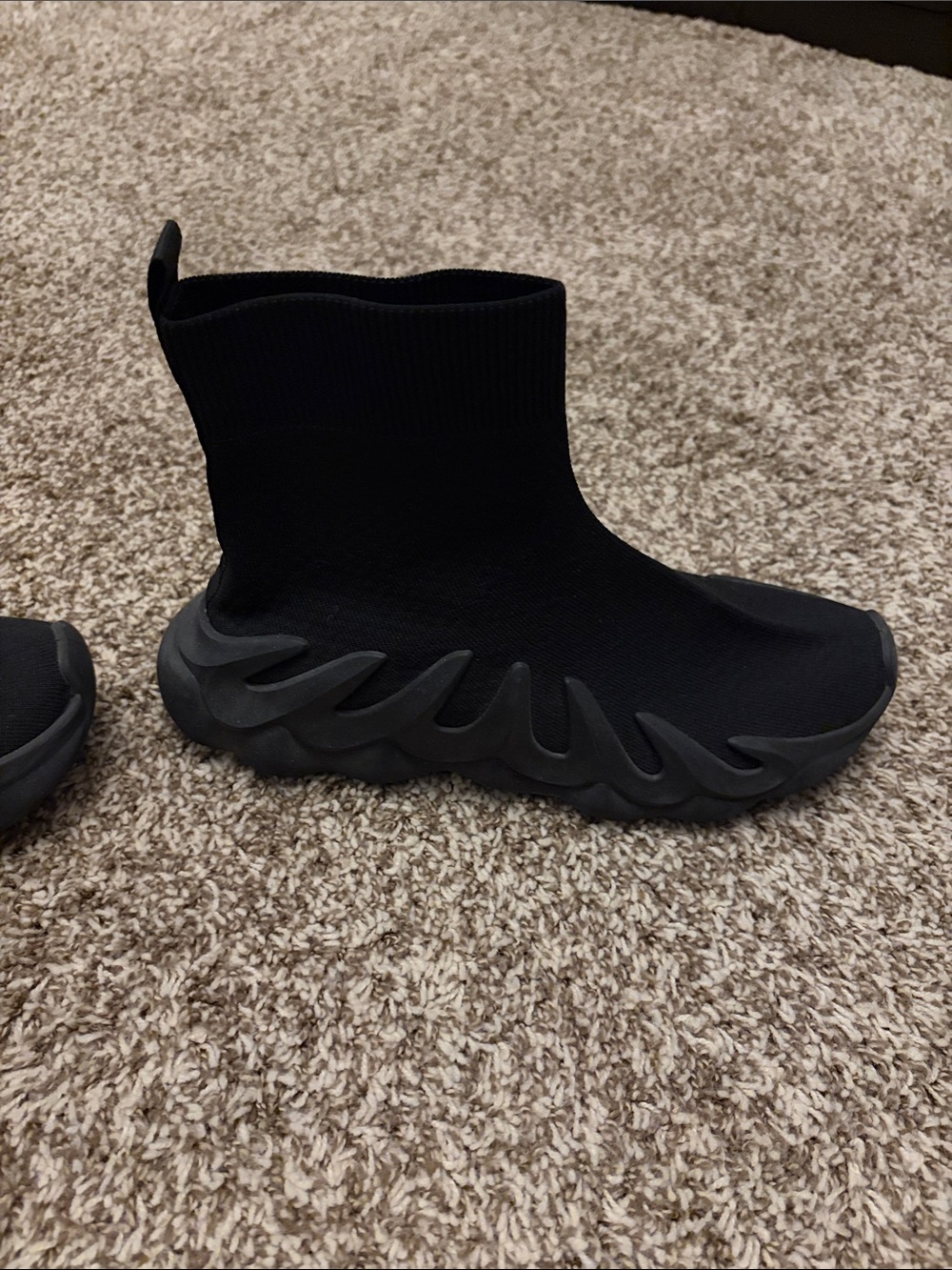 Black Knit Sock Sneaker with Sculpted Sole - Picture 2 of 7